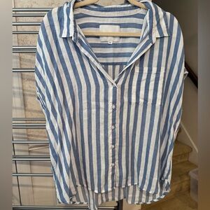 Striped Blue and White Button Down Shirt